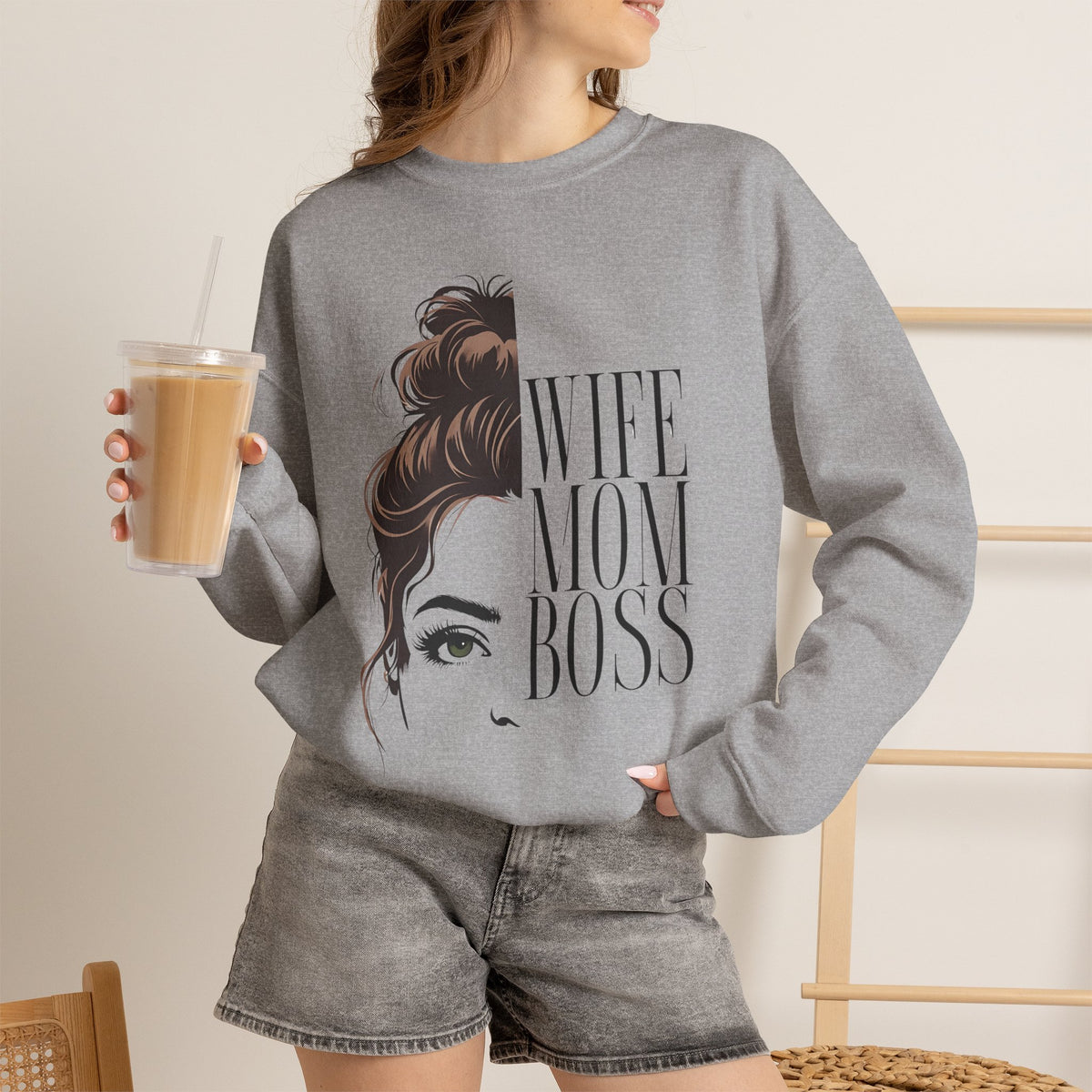 Wife Mom Boss Crewneck Sweatshirt